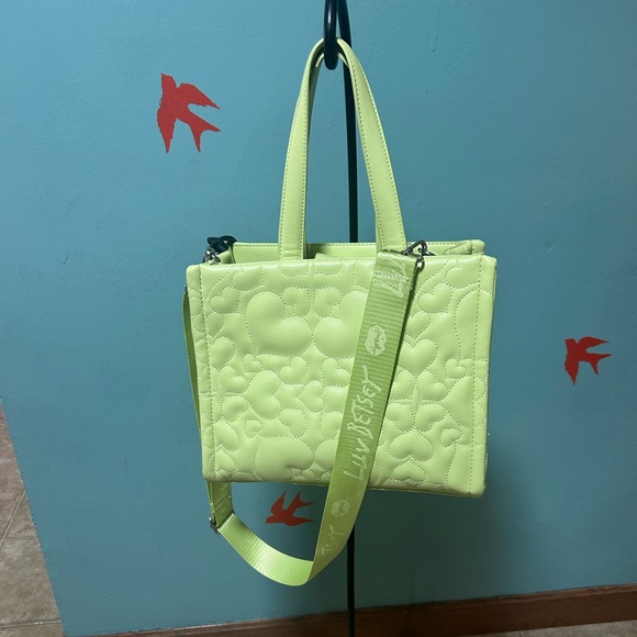 Betsey Johnson Lime Green Quilted Tote with Plush Charm - Picture 2 of 8